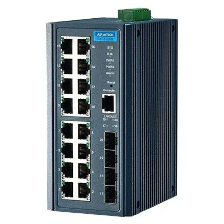 Produktfoto 1 von Advantech EKI:7720 Ethernet-Switch 20-Port Managed 29.7Mbit/s