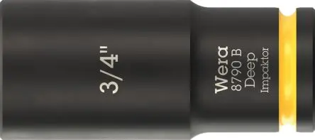 Produktfoto 1 von Wera 3/8 in, 3/4 in Tiefschlag-Stecknuss Tiefschlag-Stecknuss Stahl geschmiedet, 63mm