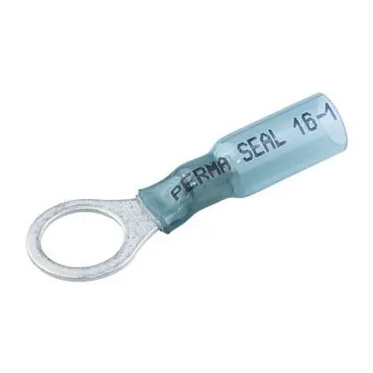Produktfoto 1 von Molex 19164 Ringkabelschuh, Isoliert 16 AWG, Wärmeschrumpfbares Nylon, Blau, 14 AWG max.AWG, aussen ø 8.13 mm, innen ø