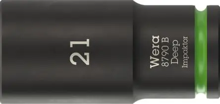 Produktfoto 1 von Wera 3/8 in, 21 mm Tiefschlag-Stecknuss Tiefschlag-Stecknuss Stahl geschmiedet, 63mm