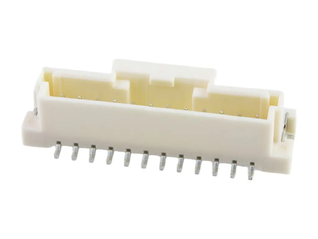 Produktfoto 1 von Molex 560020 Leiterplattenleiste Vertikal, 12-polig / 1-reihig, Raster 2 mm SMD, Kabel-Platine, Ummantelt