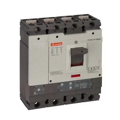 Produktfoto 1 von Lovato P5ME P5ME4, MCCB 4-polig, 800A Schraubanschlussklemme / Abschaltvermögen 50 kA 600V ac 250 V dc