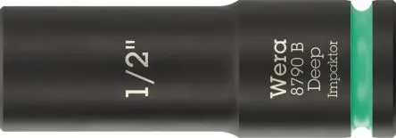Produktfoto 1 von Wera 3/8 in, 1/2 in Tiefschlag-Stecknuss Tiefschlag-Stecknuss Stahl geschmiedet, 63mm