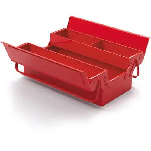 Produktfoto 1 von SAM Metall Werkzeugbox Rot, L. 430 mm B. 200 mm H. 160 mm, 3.1 kg