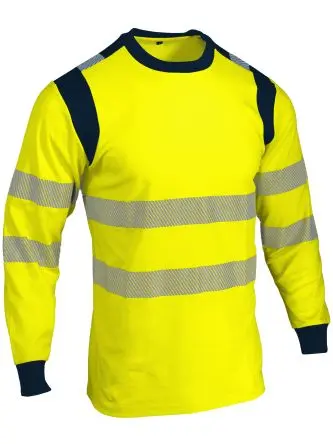 Produktfoto 1 von SINGER SAFETY TUVA Warnschutz T-Shirt Langarm Marineblau, Gelb Unisex M 45 % Polyester, 55 % Baumwolle