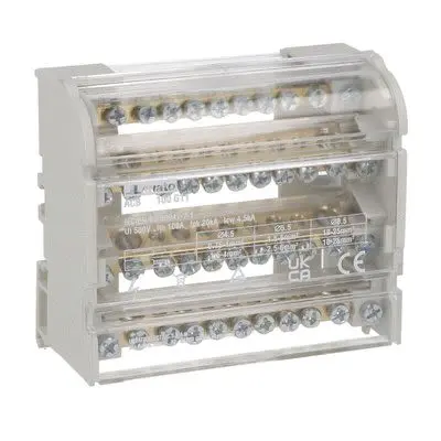 Produktfoto 1 von Lovato Verteilerblock 11-polig / 1000V ac/dc 100A, Polycarbonat Klar, IP20