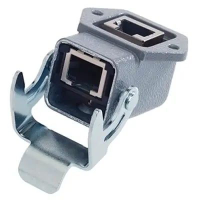 Produktfoto 1 von HARTING RJ Industrial Buchse Cat.5 RJ45-Steckverbinder, 1-Port 8-polig 360°-Schirmung Schraubanschlussklemme Abgewinkelt