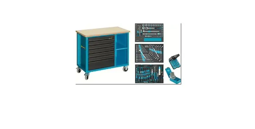 Produktfoto 1 von HAZET Werkbank, Typ Werkbank 7 Schubladen mit Rädern, 1040 mm x 520 mm x 934 mm