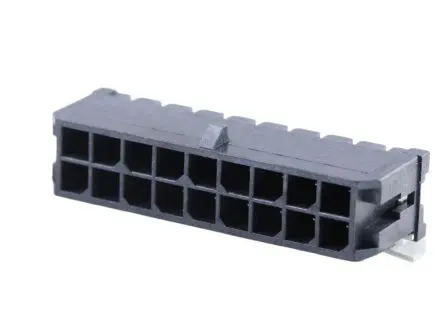 Produktfoto 1 von Molex 43045 Leiterplattenleiste gewinkelt, 18-polig / 2-reihig, Raster 3 mm Raster Oberfläche, Kabel-Platine, Ummantelt