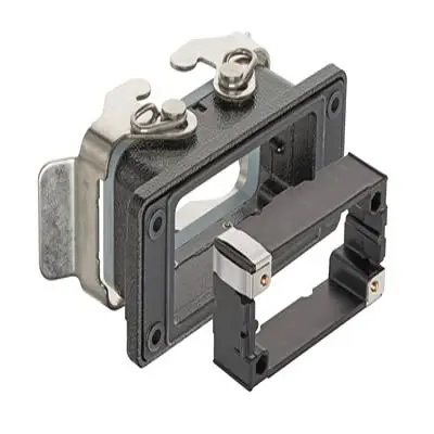 Produktfoto 1 von HARTING Han M Gehäuse mit Schottverschluss Doppelter Hebel 2, Hinten 10B Verriegelungshebel, IP66