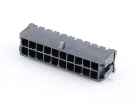 Produktfoto 1 von Molex 43045 Leiterplattenleiste gewinkelt, 20-polig / 2-reihig, Raster 3 mm Raster Oberfläche, Kabel-Platine, Ummantelt