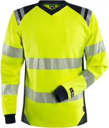 Produktfoto 1 von Fristads 7357 TFL Warnschutz T-Shirt Lang Marine, Gelb Damen S 2 % antistatische Fasern, 44 % Baumwolle, 54 % Modacryl
