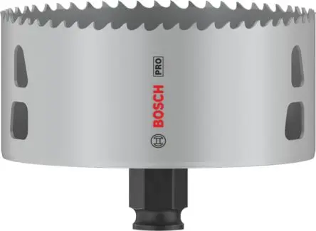Produktfoto 1 von Bosch, Ø 105 mm HSS Lochsäge Trockenmauer, Nichteisenmetall, Rohr, Kunststoff, Profile, Weichholz 1-Stk. / Bohrtiefe 44