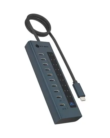 Produktfoto 1 von ICY BOX, USB 3.2 USB-Hub, 10 USB Ports, USB, Netzadapter T: 125 mm H: 17 mm B: 40mm