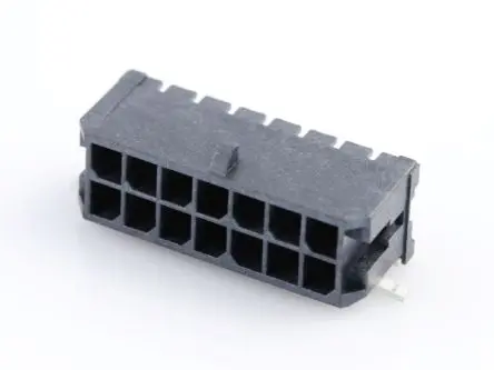 Produktfoto 1 von Molex 43045 Leiterplattenleiste gewinkelt, 14-polig / 2-reihig, Raster 3 mm Raster Oberfläche, Kabel-Platine, Ummantelt