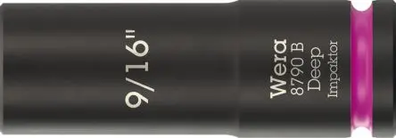 Produktfoto 1 von Wera 3/8 in, 9/16 in Tiefschlag-Stecknuss Tiefschlag-Stecknuss Stahl geschmiedet, 63mm