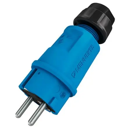 Produktfoto 1 von MENNEKES SCHUKO Stecker Schwarz, Orange 2P+PE, 230V, Kabel Gerade IP54 16A