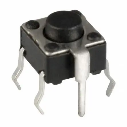 Produktfoto 1 von C & K Taster Nein, SPST, Stiftpin 50mA Tastend Schwarz Gewindebohrung B. 6mm L. 6 mm