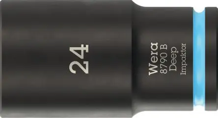 Produktfoto 1 von Wera 3/8 in, 24 mm Tiefschlag-Stecknuss Tiefschlag-Stecknuss Stahl geschmiedet, 63mm