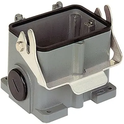 Produktfoto 1 von HARTING Han B Oberflächenmontiertes Gehäuse Einhebel 1, Oberfläche 48B Haube für seitliche Kabeleinführung, IP65