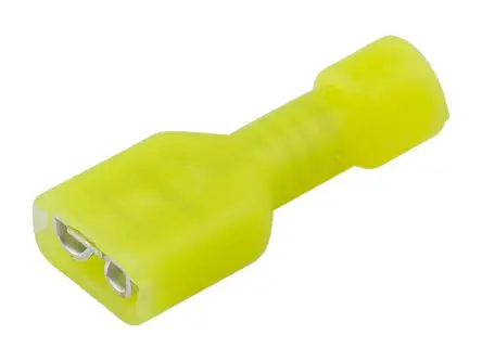 Produktfoto 1 von Molex 19003 Schnellkupplungs-Crimpanschluss, Dunkelgelb, Isoliert, 4.75 x 0.81 mm, Buchse, 24 AWG min, 26 AWG