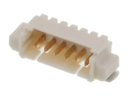 Produktfoto 1 von Molex 53261 Stiftsockel gewinkelt, 6-polig / 1-reihig, Raster 1.25 mm Raster Oberfläche, Kabel-Platine, Ummantelt