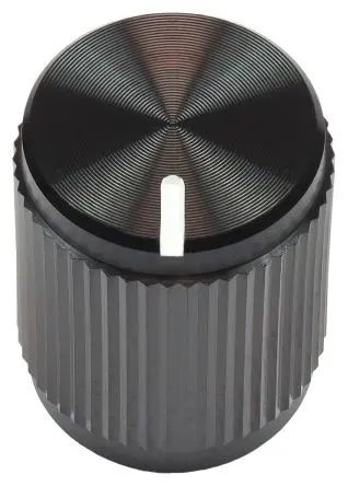 Produktfoto 1 von Vishay Schwarz Knopf, Zeiger Weiß Ø 13 mm x 16 mm, Runde Welle Schaft 6 mm