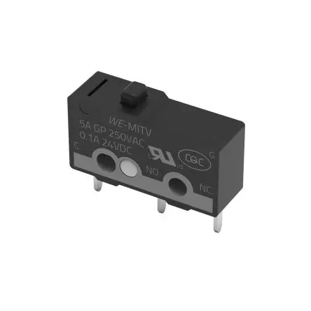 Produktfoto 1 von Wurth Elektronik Mikroschalter Stiftstößel-Betätiger Stiftpin, 1-poliger Umschalter, 24 V dc IP40 0 °C - 105 °C