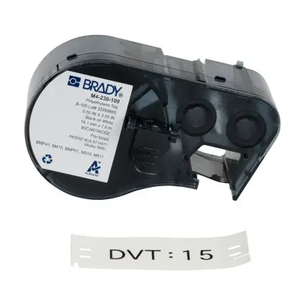 Produktfoto 1 von Brady Kabelmarkierungen Schwarz für M510 auf Weiß 0.5 Zoll 0.5 Zoll