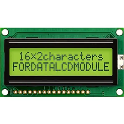 Produktfoto 1 von Fordata FC1602L03 LCD-Anzeigemodul, STN LCD LED Grün, Gelb 2 x 16, Hintergrund Grün, Gelb, Parallel Interface