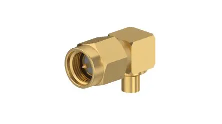 Produktfoto 1 von Huber+Suhner 16_SMA-50 Stecker Koaxialsteckverbinder SMA-Steckverbinder, Kabel, für RG-Kabel, 50 Ω Lot, gewinkelt