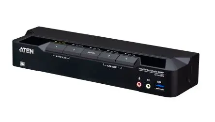 Produktfoto 1 von Aten KVM-Switch 4-Port 2 Videoausgänge DisplayPort 2 Displays USB Audiobuchse 7680 x 4320