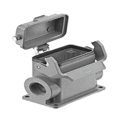 Produktfoto 1 von HARTING Han B Oberflächenmontiertes Gehäuse Einhebel 1, SMD 10B Haube für seitliche Kabeleinführung, IP65