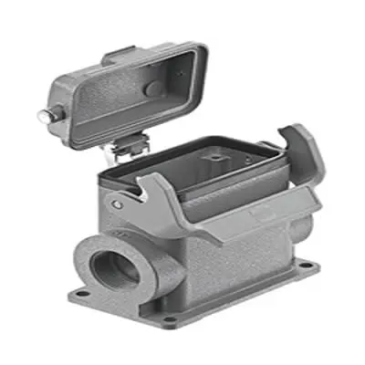 Produktfoto 1 von HARTING Han B Oberflächenmontiertes Gehäuse Einhebel 1, Oberfläche 10B Haube für seitliche Kabeleinführung, IP65