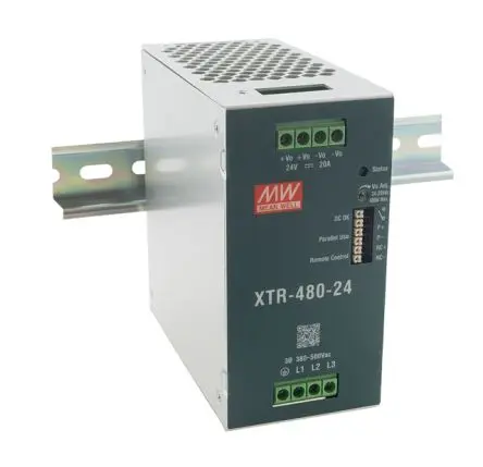 Produktfoto 1 von MEAN WELL XTR-480 DIN-Schienen Netzteil Schaltnetzteil für DIN-Schiene 600V ac Wechselstrom/Gleichstrom / 30 A 12V DC
