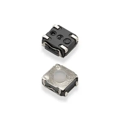 Produktfoto 1 von C & K IP67 Taster SPST Runde Kappe, Gull-Wing-Terminal 50mA Tastend Grau SMD B. 6.2mm L. 6.2 mm