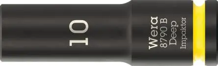 Produktfoto 1 von Wera 3/8 in, 10 mm Tiefschlag-Stecknuss Tiefschlag-Stecknuss Stahl geschmiedet, 63mm
