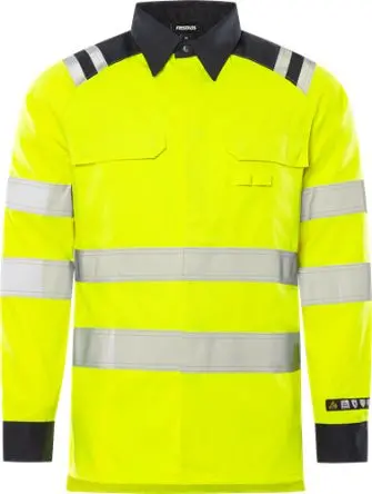 Produktfoto 1 von Fristads 7050 ATS Hemd Lang Marine, Gelb Herren 3XL 2 % antistatische Fasern, 44 % Baumwolle, 54 % Modacryl