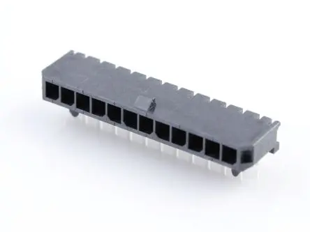 Produktfoto 1 von Molex 43650 Leiterplattenleiste gewinkelt, 12-polig / 1-reihig, Raster 3 mm Raster Oberfläche, Kabel-Platine, Ummantelt