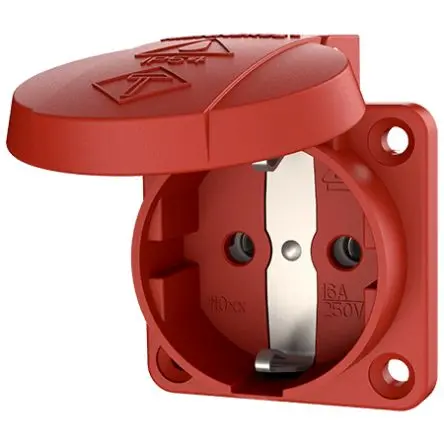 Produktfoto 1 von MENNEKES SCHUKO Buchsentülle Rot 2P+PE, 230V, Kabel Gerade IP54 16A