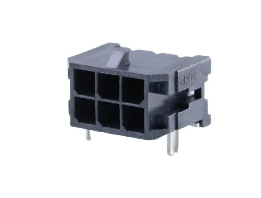 Produktfoto 1 von Molex 43045 Leiterplattenleiste gewinkelt, 6-polig / 2-reihig, Raster 3 mm SMD, Kabel-Platine, Ummantelt