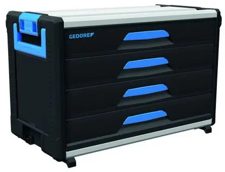 Produktfoto 1 von Gedore Aluminium und Kunststoff Werkzeugschrankmodul Schwarz, 4 Schubladen, L. 790 mm B. 385mm H. 505 mm, 27.92 kg