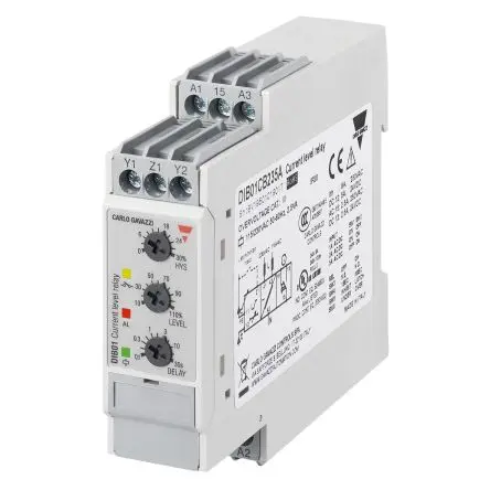 Carlo Gavazzi DIB01 Relais 1-phasig, 1-poliger Umschalter Unterstrom 10mA - 500mA, DIN-Hutschiene, 48V ac