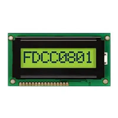 Produktfoto 1 von Fordata FC0801A04 LCD-Anzeigemodul, STN LCD LED Grün, Gelb 1 x 8, Hintergrund Grün, Gelb, Parallel Interface