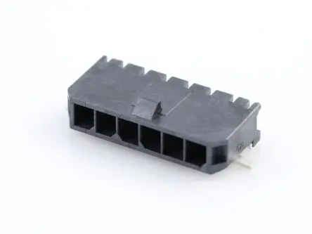 Produktfoto 1 von Molex 43650 Leiterplattenleiste gewinkelt, 6-polig / 1-reihig, Raster 3 mm Raster Oberfläche, Leistung, Kabel-Platine,