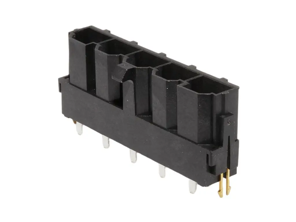 Molex 42819 Leiterplattenleiste Vertikal, 5-polig / 1-reihig, Raster 10 mm Raster Durchsteckmontage, Ummantelt