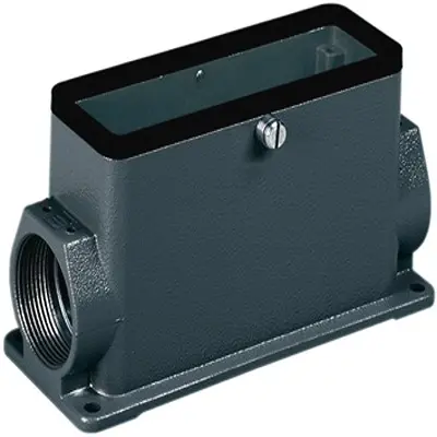 Produktfoto 1 von HARTING Han M Oberflächenmontiertes Gehäuse Feststellbar 1, SMD 16B Haube für seitliche Kabeleinführung, IP65
