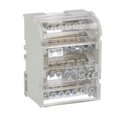 Produktfoto 1 von Lovato Verteilerblock 7-polig / 1000V ac/dc 100A, Polycarbonat Klar, IP20