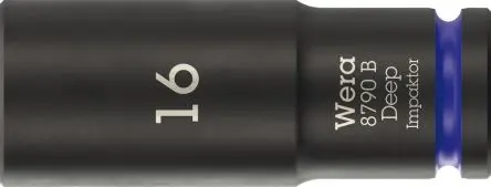 Produktfoto 1 von Wera 3/8 in, 16 mm Tiefschlag-Stecknuss Tiefschlag-Stecknuss Stahl geschmiedet, 63mm