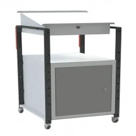 Produktfoto 1 von FIMM stehend Tisch Weiß mit Rädern Tastaturablage, B 620mm H 1275 mm T 540 mm aus Stahl